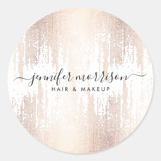 Sticker Rond Glam Script Rose Gold Confetti Pluie (Devant)