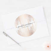 Sticker Rond Glam Script Rose Gold Confetti Pluie (Enveloppe)