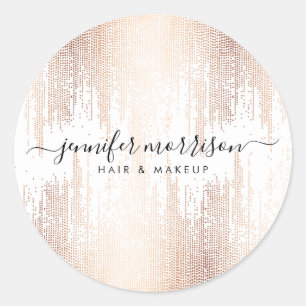 Sticker Rond Glam Script Rose Gold Confetti Pluie