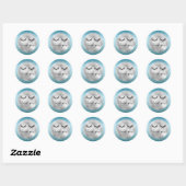 Sticker Rond Glam Silver Aqua Black Eyelashes Merci (Feuille)