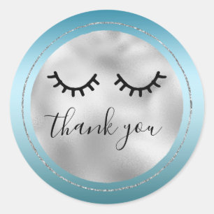 Sticker Rond Glam Silver Aqua Black Eyelashes Merci