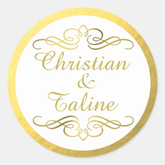 Sticker Rond Glam Tourbillonnant or fleurir Mariage Outline Foi (Devant)