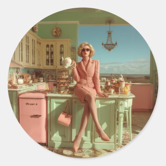 Sticker Rond Glam vintage dans la cuisine (Devant)