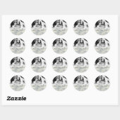 Sticker Rond Glamour Argent Blanc Hiver Enregistrer La Date Pho (Feuille)