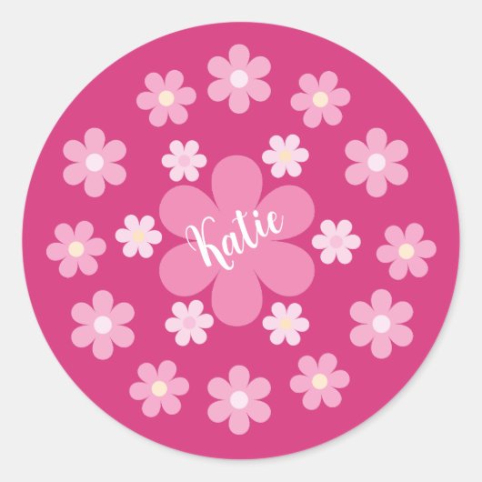 Sticker Rond Glamour Fleur Rose- (Devant)