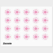 Sticker Rond Glamour Fleur Rose- (Feuille)
