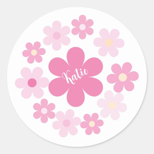 Sticker Rond Glamour Fleur Rose- (Devant)