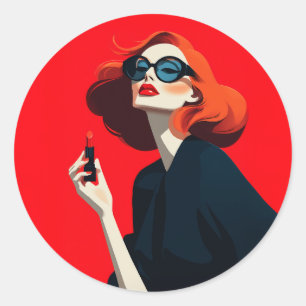 Sticker Rond Glamour rouge gras