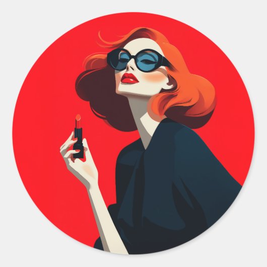Sticker Rond Glamour rouge gras (Devant)