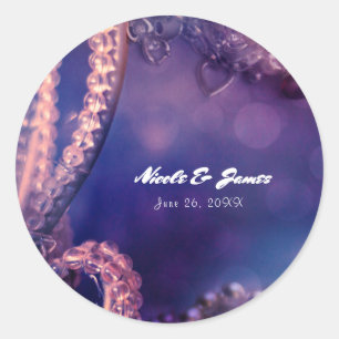 Sticker Rond Glamour Violet Éclat Chic Glamour Perles Faveur de