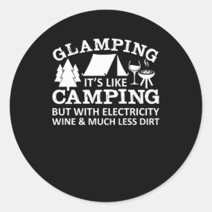Sticker Rond Glamping aiment le vin campant de l'électricité