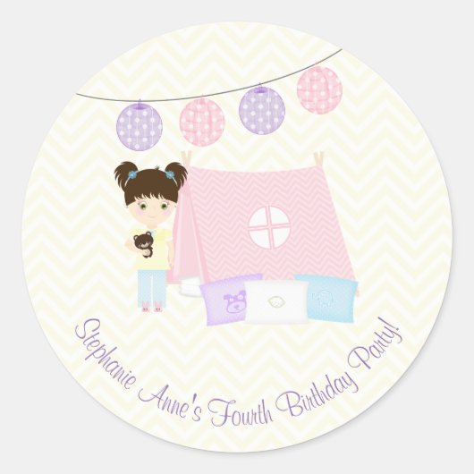 Sticker Rond Glamping Sleepover Party (Devant)