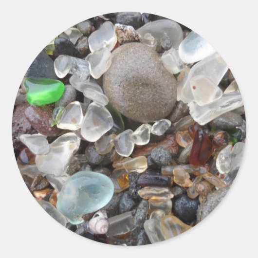 Sticker Rond Glass Beach - Fort Bragg, CA (Devant)