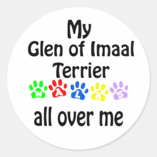 Sticker Rond Glen of Imaal Terrier Walks Design