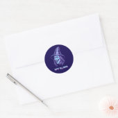 Sticker Rond Glitched Halloween Witch Distorted Horror Design (Enveloppe)