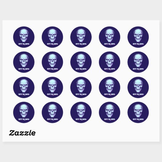 Sticker Rond Glitched Skull Effect with Custom Text (Feuille)