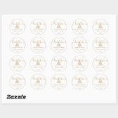 Sticker Rond Gliter d'or Princesse Baby shower fille Merci (Feuille)