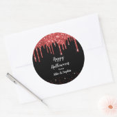 Sticker Rond Glitter de sang rouge Vampire Halloween noir (Enveloppe)