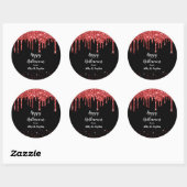 Sticker Rond Glitter de sang rouge Vampire Halloween noir (Feuille)