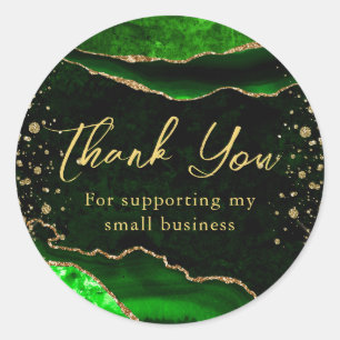 Sticker Rond Glitter de Vert & Or Marbre Agate Petite Entrepris