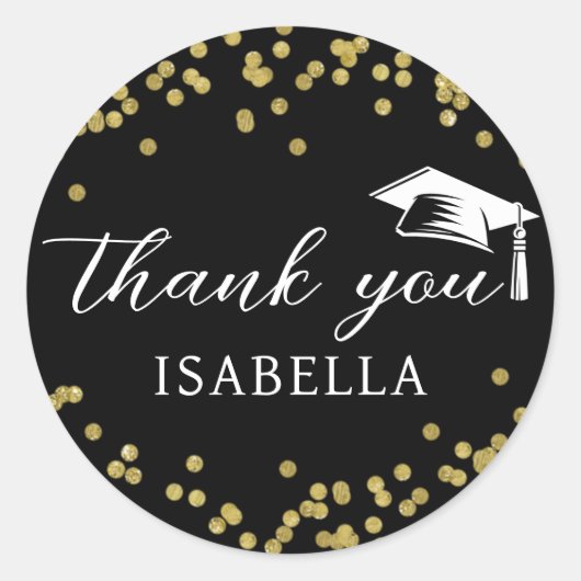 Sticker Rond Glitter Dust Confetti Graduation Thank You (Devant)