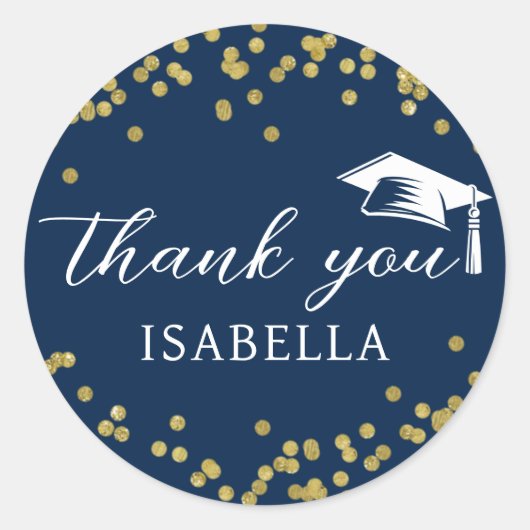 Sticker Rond Glitter Dust Confetti Graduation Thank You (Devant)