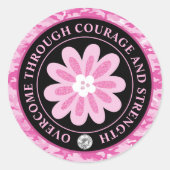 Sticker Rond Glitter Flower Camouflage Breast Cancer Awareness (Devant)