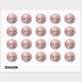 Sticker Rond Glitter Rose Or huile Fancy Monogramme Merci (Feuille)