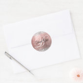 Sticker Rond Glitter Rose Or huile Fancy Monogramme Merci (Enveloppe)