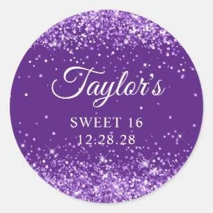 Sticker Rond Glitterie Royal Purple Sweet 16