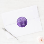 Sticker Rond Glittery Amethyst Purple Glam Nom (Enveloppe)