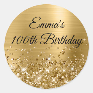 Sticker Rond Glittery Gold Foil 100e anniversaire