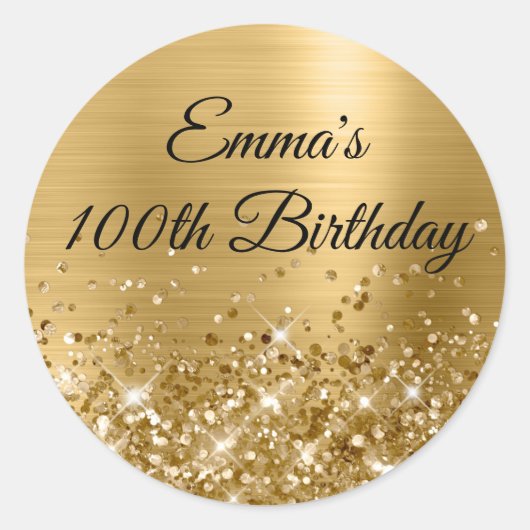 Sticker Rond Glittery Gold Foil 100e anniversaire (Devant)