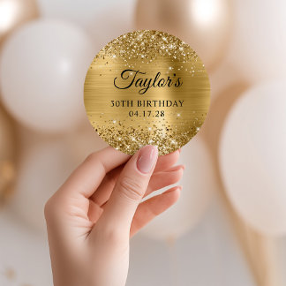 Sticker Rond Glittery Gold Foil 30e anniversaire