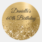 Sticker Rond Glittery Gold Foil 60e anniversaire (Devant)