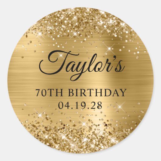 Sticker Rond Glittery Gold Foil 70e anniversaire (Devant)