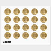 Sticker Rond Glittery Gold Foil Black Elegant Enregistrer la da (Feuille)