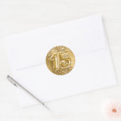 Sticker Rond Glittery Gold Foil Numéro 15 Anniversaire (Enveloppe)