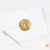 Sticker Rond Glittery Gold Foil Numéro 21 Anniversaire (Enveloppe)
