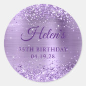 Sticker Rond Glittery Light Purple Foil 75e anniversaire (Devant)