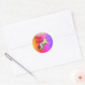 Sticker Rond Glittery Rainbow Unicorn (Enveloppe)