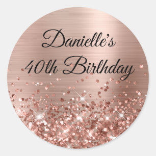 Sticker Rond Glittery Rose Gold Foil 40e anniversaire