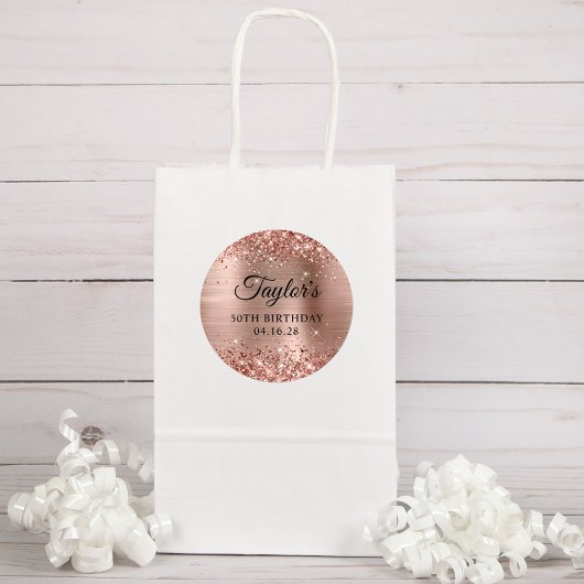 Sticker Rond Glittery Rose Gold Foil 50e anniversaire
