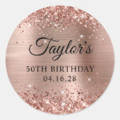 Sticker Rond Glittery Rose Gold Foil 50e anniversaire (Devant)
