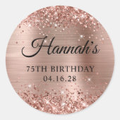 Sticker Rond Glittery Rose Gold Foil 75e anniversaire (Devant)