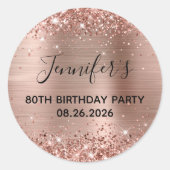 Sticker Rond Glittery Rose Gold Foil 80e fête d'anniversaire (Devant)
