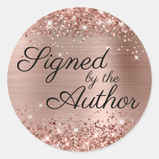 Sticker Rond Glittery Rose Gold Glam Signé par l'auteur