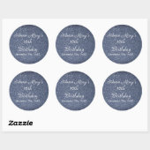 Sticker Rond Glittery Sparkle 16e anniversaire Custom Blue Grey (Feuille)