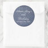 Sticker Rond Glittery Sparkle 16e anniversaire Custom Blue Grey (Sac)