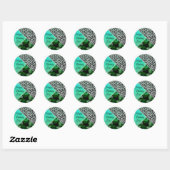 Sticker Rond Glittery Turquoise Empreinte de léopard tropical B (Feuille)
